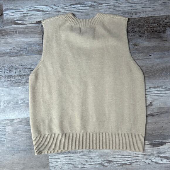Princess Polly Sweater Vest Beige Cable Knit V-Neck Light Academia M/L - Picture 3 of 7